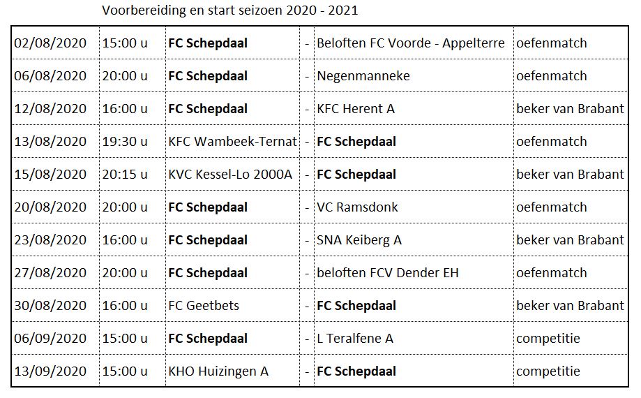 Programma start EP 2020-2021